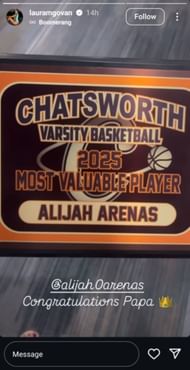 Laura Govan reacts to son Alijah Arenas named Chatsworth Varsity Basketball 2025 Most Valuable Player (Image: Laura Govan)